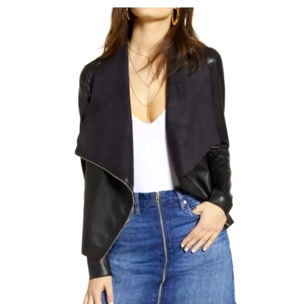 Blank NYC drape faux leather jacket with silver hardware, size XL